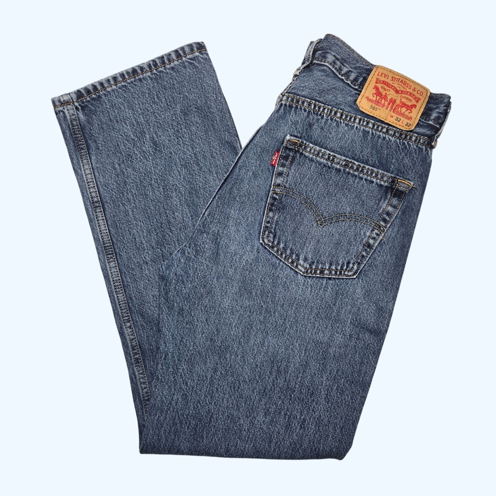 Levis 565 Loose Fit Straight Leg Jeans Mens 32x32 Medium Wash Baggy Denim
